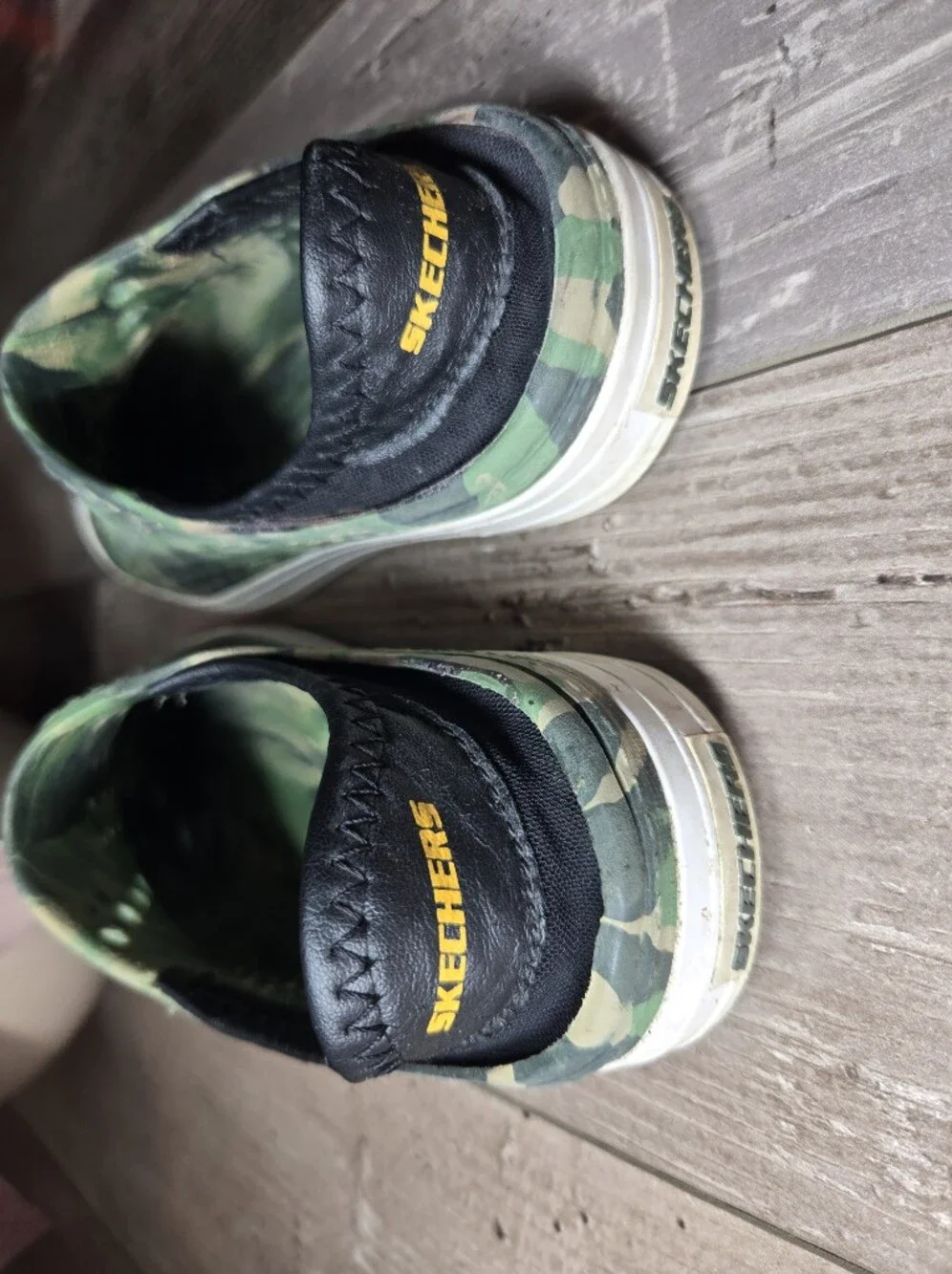 Skechers Boys Size 12 Green Camo Slip‑On Sneakers